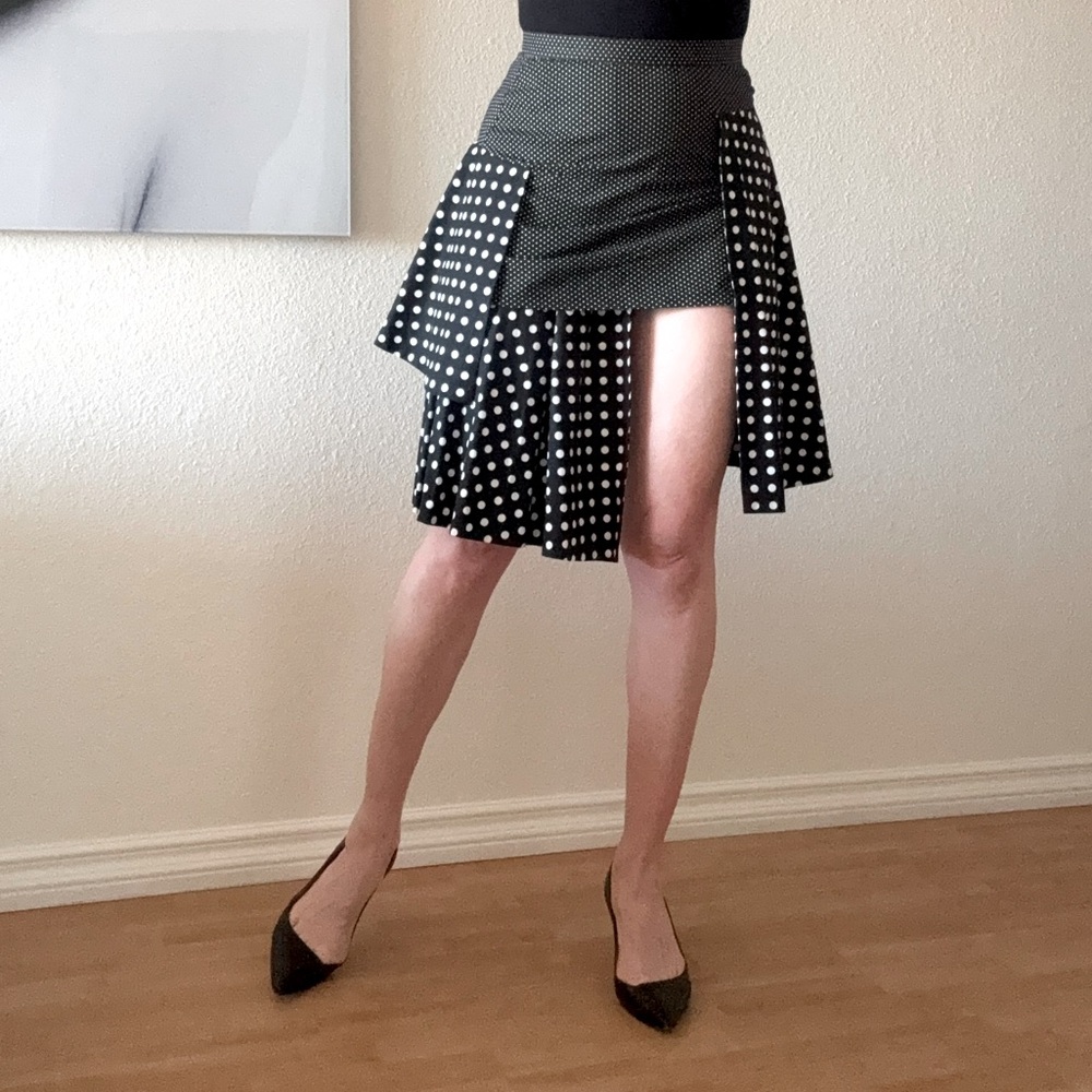 Paskal Layered Polka Dot asymmetric Skirt XS $450